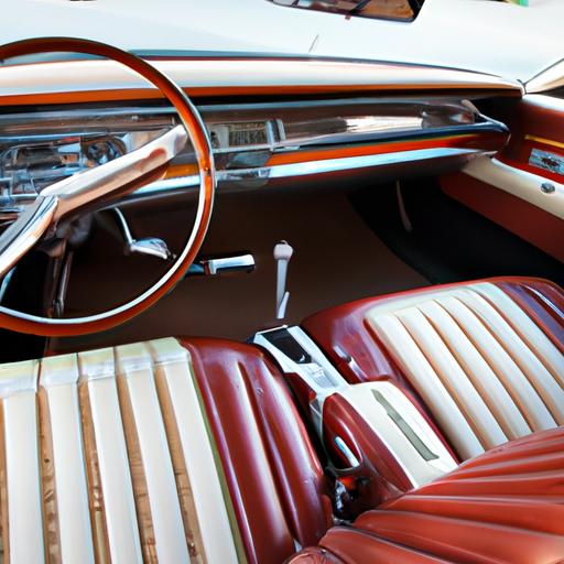 Step into the past with the luxurious interior of a 1964 Ford Galaxie Convertible, reminiscent of a bygone era of style and comfort.