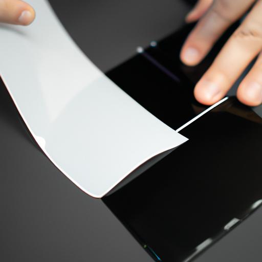 Applying a screen protector on the Galaxy Fold 4 to safeguard against scratches and cracks.