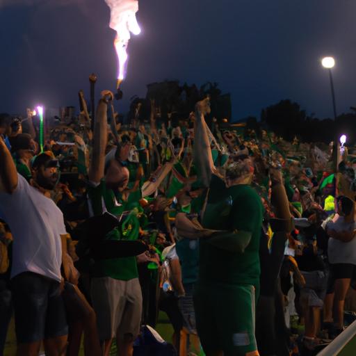 Fans of Austin FC cheering passionately after their team's triumph over LA Galaxy in a high-stakes match.