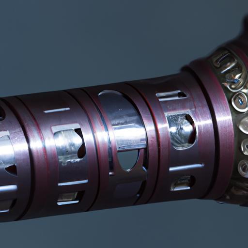 The exquisite craftsmanship of the Cal Kestis lightsaber hilt on display at Galaxy's Edge.