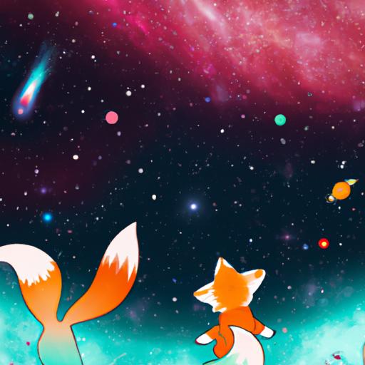 Indulge in the charm of space and nature with this captivating galaxy fox wallpaper.