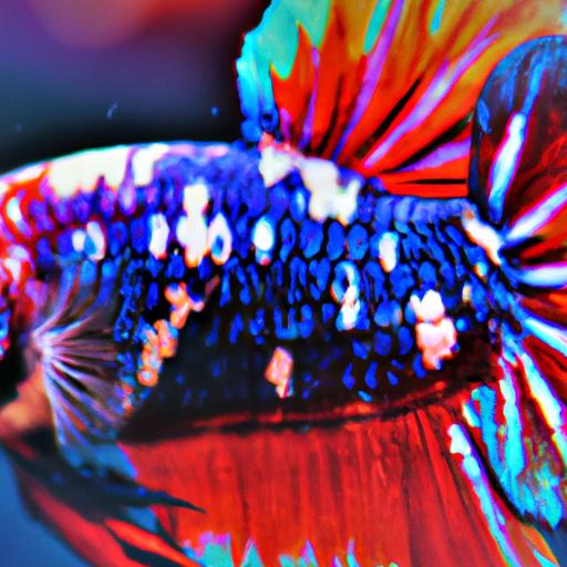 Explore the intricate and captivating details of the galaxy candy koi betta's unique scales and colors.