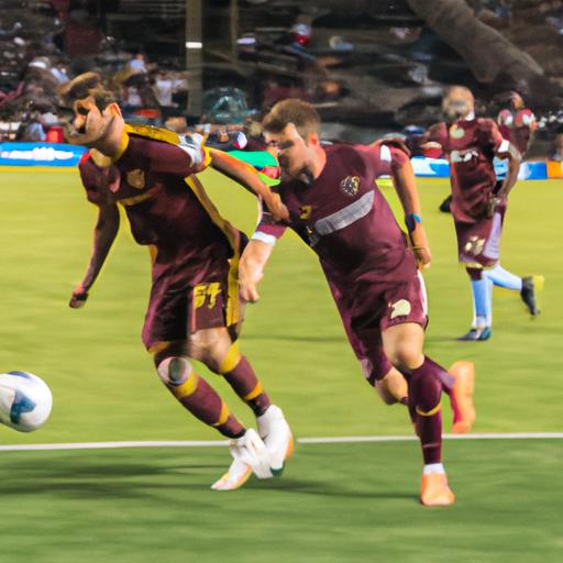 Colorado Rapids forward dribbling past LA Galaxy defenders with finesse