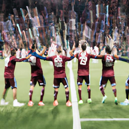Colorado Rapids players rejoicing after scoring a crucial goal in a past game.