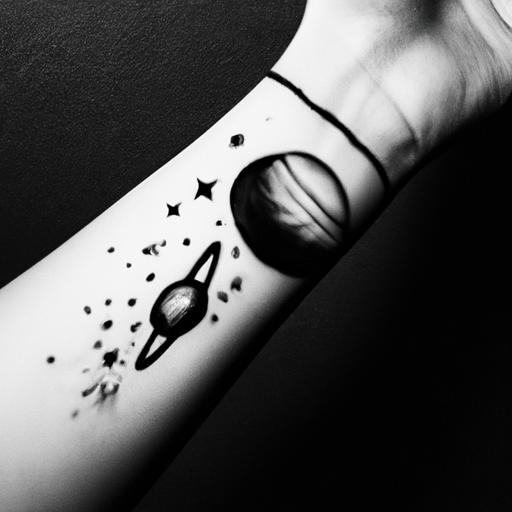 Experience the celestial magic of black and white galaxy tattoos with thoughtfully utilized negative space