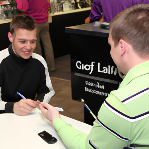 A customer receiving expert advice at Golf Galaxy Fairview Heights.