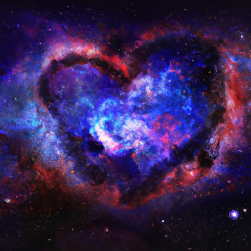 A mesmerizing view of a heart-shaped nebula, representing the boundless love that transcends space and time.