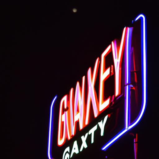 The vibrant neon sign of the Galaxy Diner welcoming guests in Bridgeport, CT.