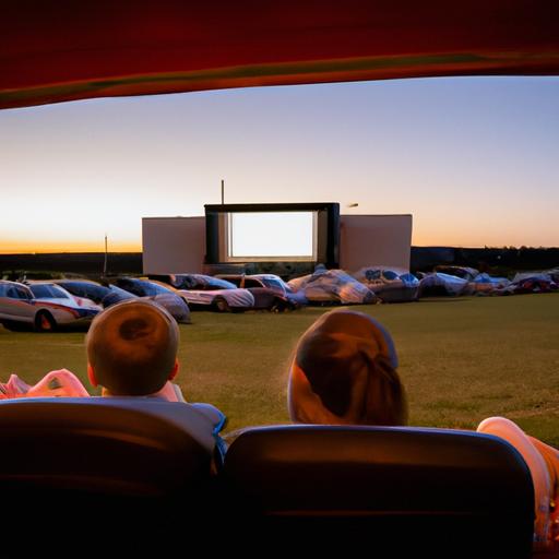 Parents and children enjoy a cozy movie night in the comfort of their cars at the Galaxy Drive-In Movie Theatre.