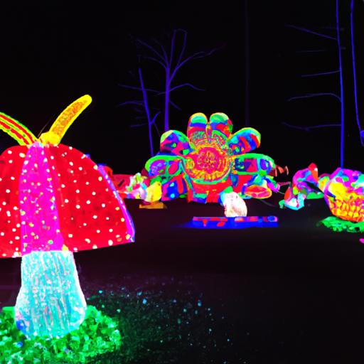 Children mesmerized by the enchanting light sculptures at Galaxy of Lights Huntsville 2022.