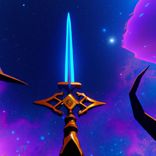 The Galaxy Sword proves to be a formidable weapon as the player engages in intense combat.