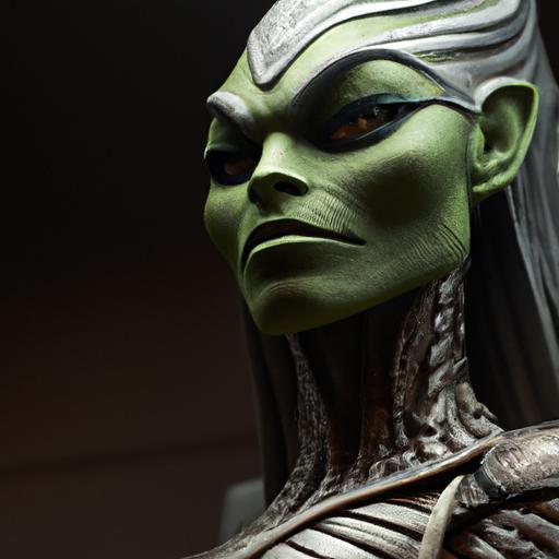 Intricately crafted sculpture portraying the indomitable warrior, Gamora, in all her strength and grace.