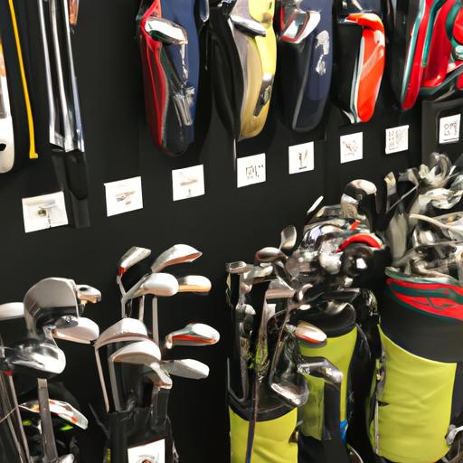 A golfer examining the latest golf clubs available at Golf Galaxy in Greensboro, NC.