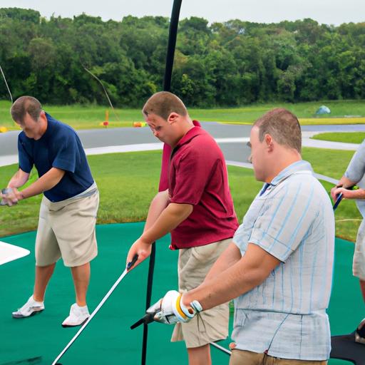 Golfers of all skill levels receiving expert lessons at Golf Galaxy in Newark, DE.