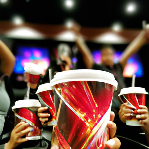 Movie enthusiasts proudly displaying their limited edition Guardians of the Galaxy 3 popcorn buckets at the premiere event.