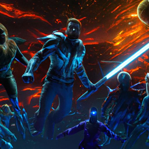 In the opening scene of Guardians of the Galaxy, the team of misfit heroes battles against relentless enemies in an adrenaline-fueled space skirmish.