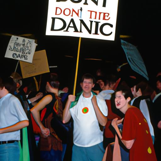 Devoted fans proudly displaying their love for the Hitchhiker's Guide to the Galaxy, as they unite under the iconic message of 'Don't Panic' at a fan convention.