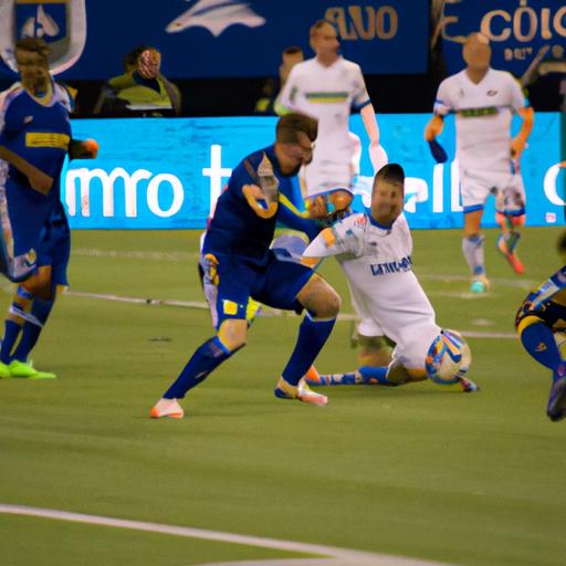 Montréal Impact and LA Galaxy players engaged in a heated clash during the match.