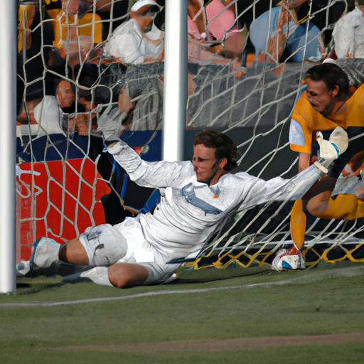 LA Galaxy II goalkeeper showcases exceptional skills against New Mexico United.