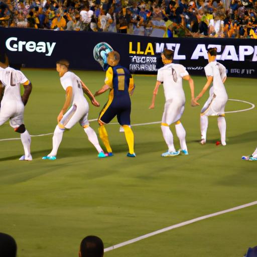 LA Galaxy players showcasing their skills and teamwork on the field.