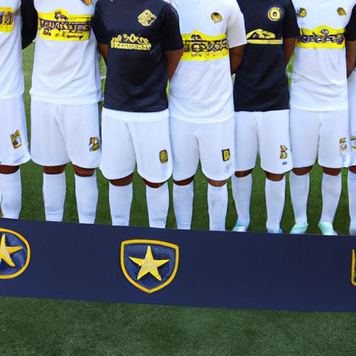 LA Galaxy players lined up on the field, preparing to face New York City FC.