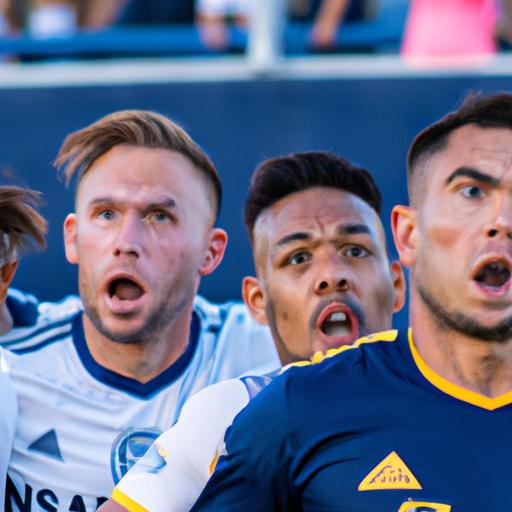LA Galaxy and New York City FC players showcase their unwavering determination during a highly contested match.
