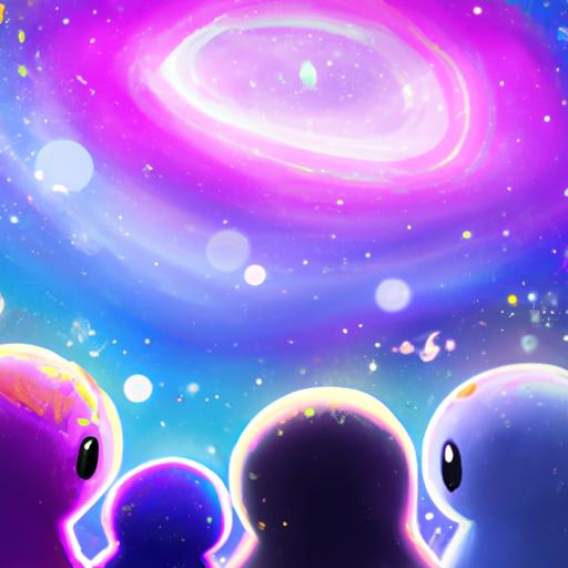 Lumi and friends are in awe as they witness the beauty of a breathtaking nebula in the vastness of the galaxy.