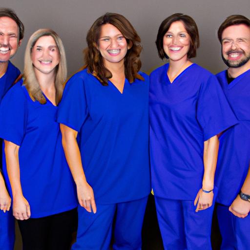 Medical professionals unite in comfort with Cherokee Galaxy Blue Scrubs.