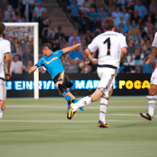 Minnesota United FC's forward takes a shot at LA Galaxy's goal during the match.