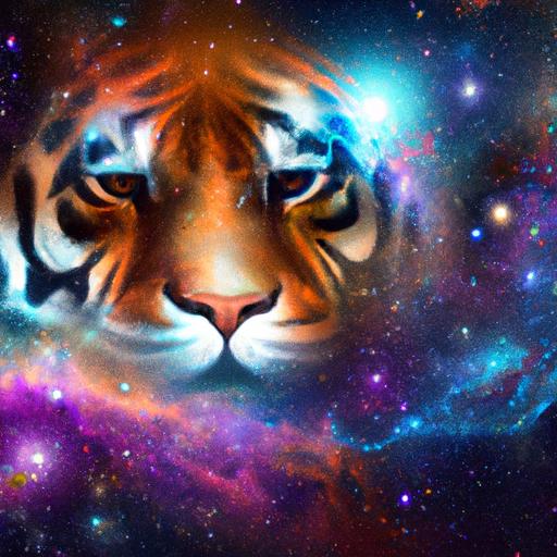Immerse yourself in the beauty of the cosmos with this captivating tiger wallpaper.
