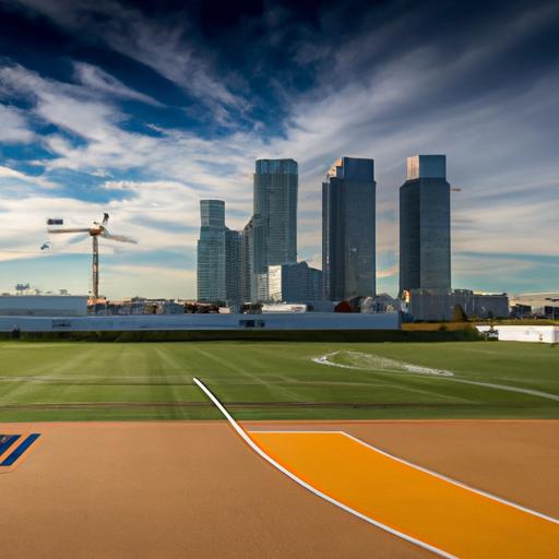 Skyscrapers dominate the skyline of New York City, while the LA Galaxy training facility enjoys expansive natural surroundings.
