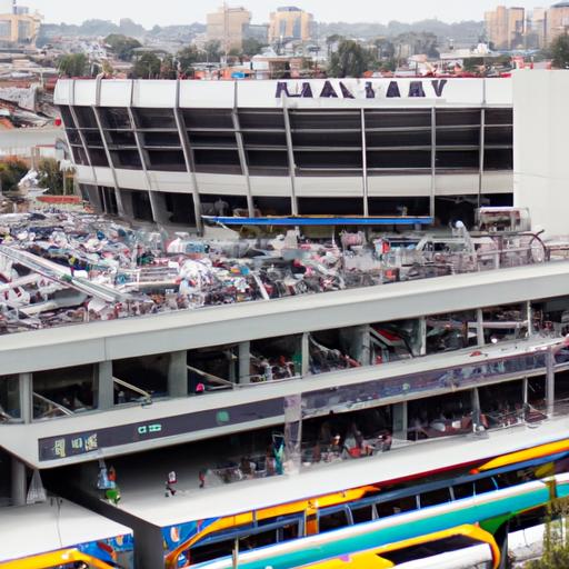 The hustle and bustle of a crowded New York City subway station versus the ample parking space surrounding the LA Galaxy stadium.