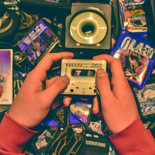 Back to the 80s: an enthusiast cherishes their Guardians of the Galaxy Walkman amidst a tapestry of vintage cassettes.