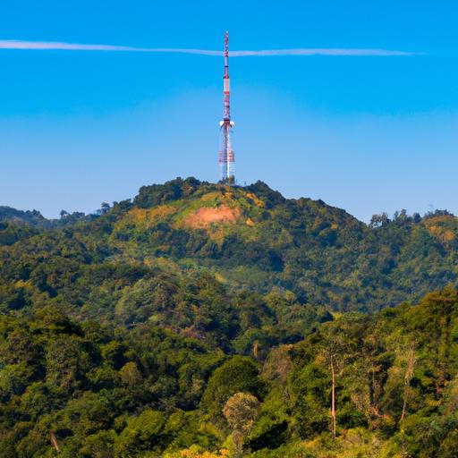 The iconic transmission tower of Radio La Galaxia La Picosa de Guatemala.