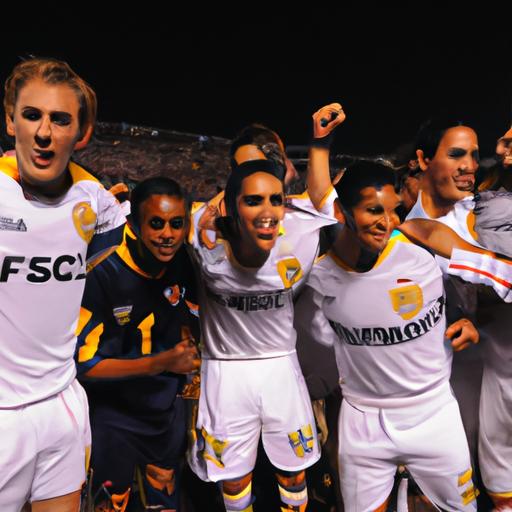 Rayan Raveloson basks in the glory with his LA Galaxy comrades after a successful game.