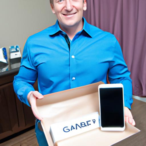 Delighted customer unboxing a Samsung Galaxy tablet bought from Walmart.