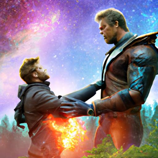 Star-Lord confronts his father, Ego the Living Planet, in Guardians of the Galaxy Vol. 2.