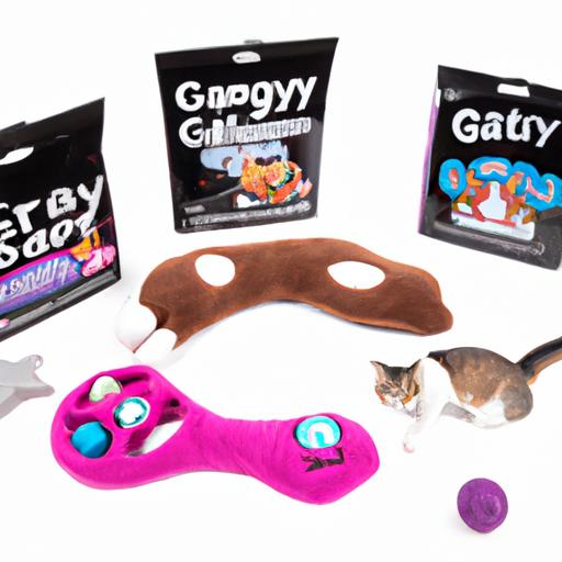 A collection of colorful and interactive Jackson Galaxy toys designed to stimulate and entertain cats.
