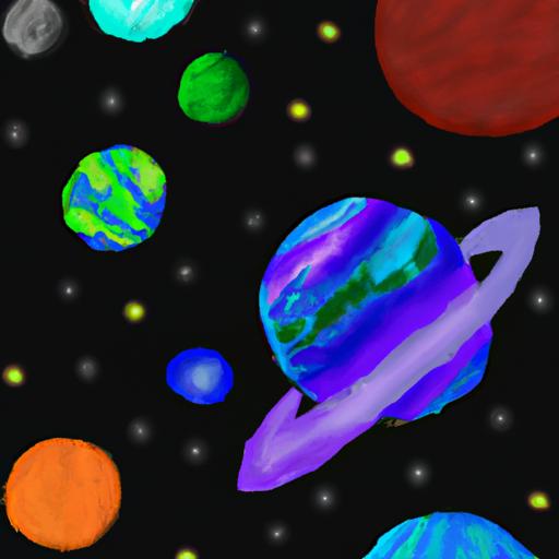 Imaginative galaxy painting with planets, sparking creativity and awe in every stroke.