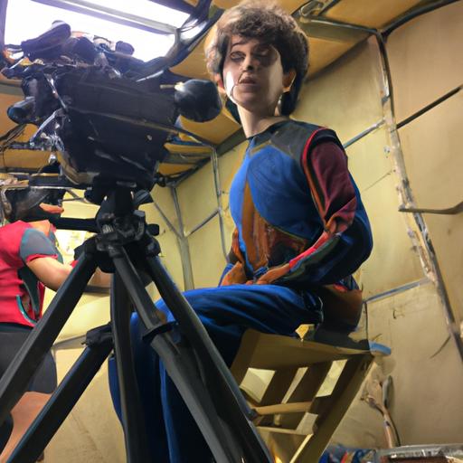 Wyatt Oleff bringing his character to life on the set of Guardians of the Galaxy